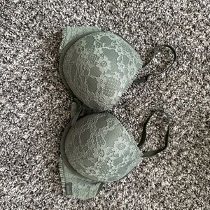Aerie Women’s Show Off Vintage Lace Plunge Push Up Bra In Olive Fun Sz 32D